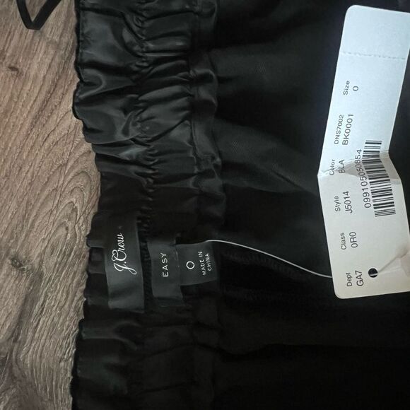 J Crew Easy  H2684 Elastic Waist Pull On Black Velvet Crop Pants size 0 - Picture 5 of 6